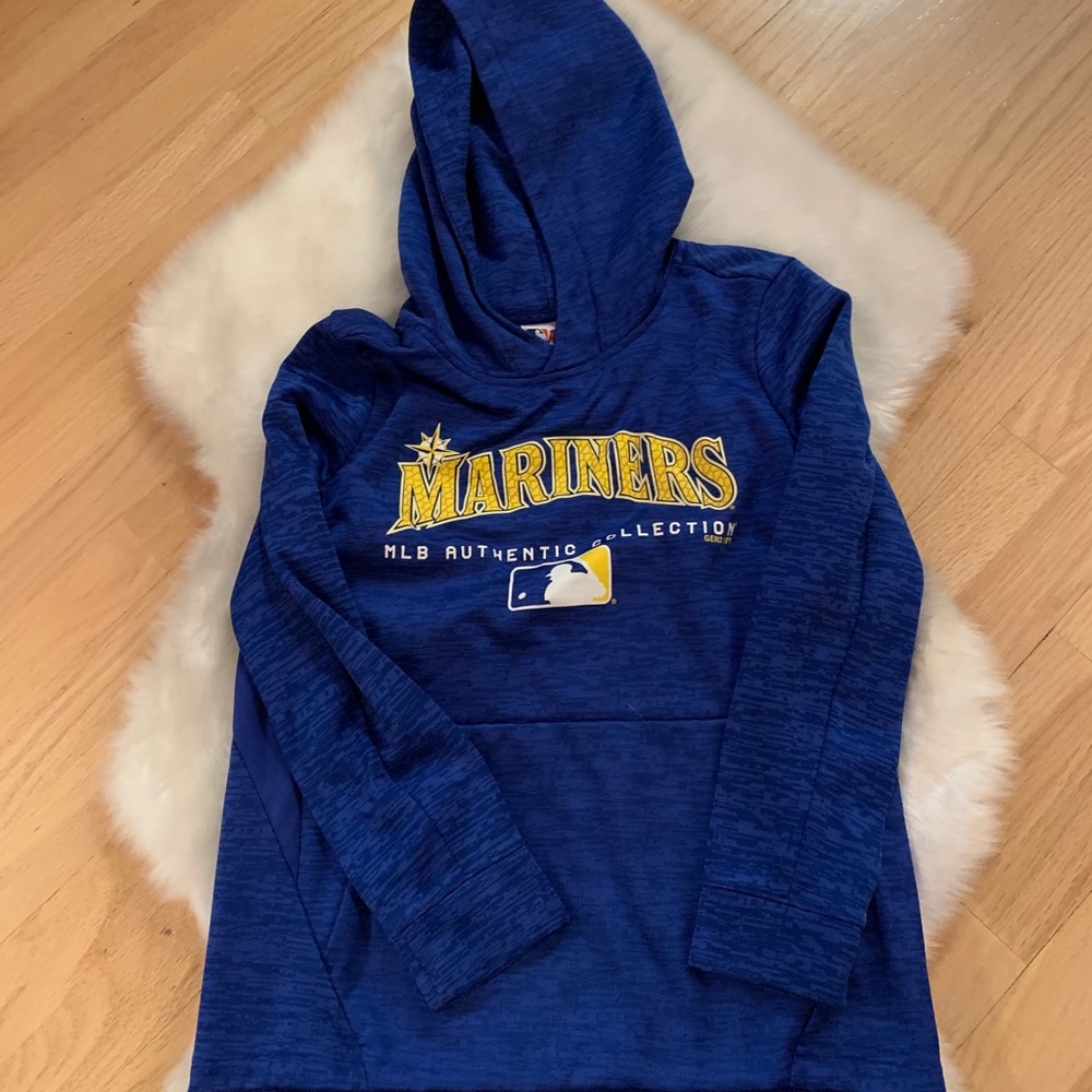 MLB Mariners Blue Hooded Kids Sweatshirt with Yellow Logo